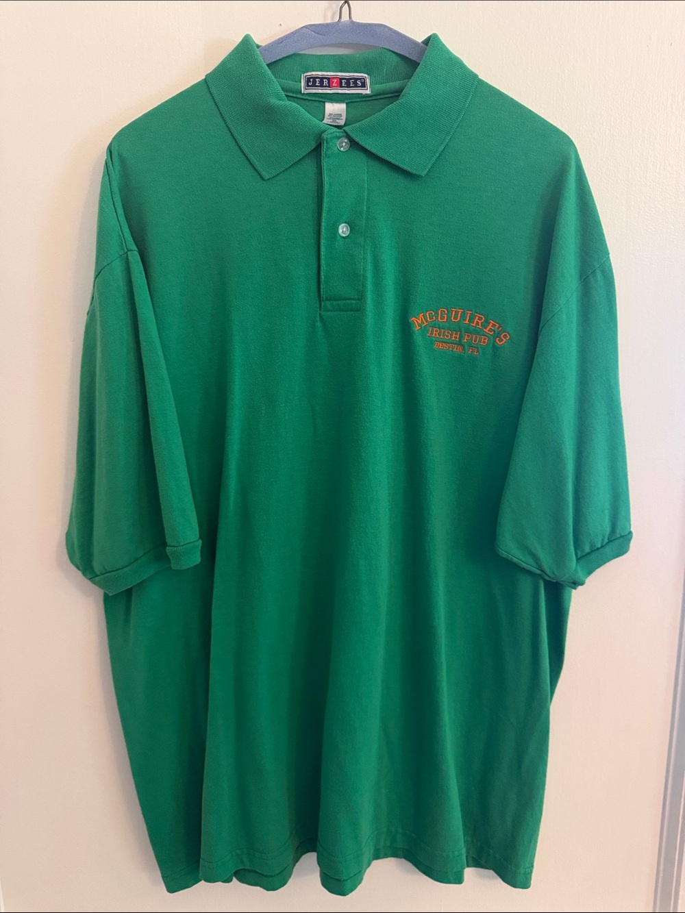 Vintage 90s McGuire's Irish Pub Destin FL Polo Shirt Green Jerzees XL